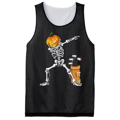 Dabbing Skeleton Pumpkin Golf Halloween Costume Gift Kids Mesh Reversible Basketball Jersey Tank