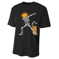 Dabbing Skeleton Pumpkin Golf Halloween Costume Gift Kids Performance Sprint T-Shirt