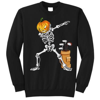 Dabbing Skeleton Pumpkin Golf Halloween Costume Gift Kids Tall Sweatshirt