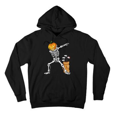 Dabbing Skeleton Pumpkin Golf Halloween Costume Gift Kids Tall Hoodie