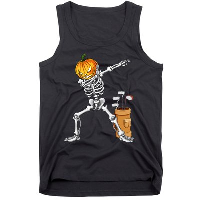 Dabbing Skeleton Pumpkin Golf Halloween Costume Gift Kids Tank Top