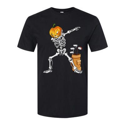 Dabbing Skeleton Pumpkin Golf Halloween Costume Gift Kids Softstyle CVC T-Shirt