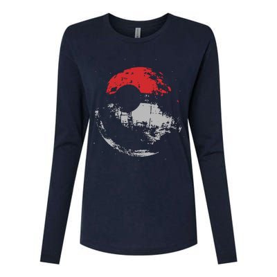 Death Star Pokeball Womens Cotton Relaxed Long Sleeve T-Shirt