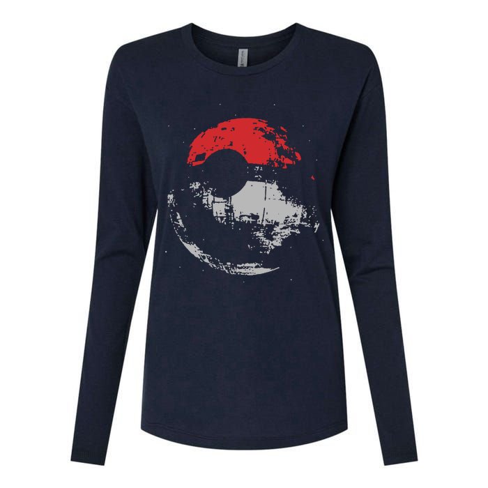 Death Star Pokeball Womens Cotton Relaxed Long Sleeve T-Shirt