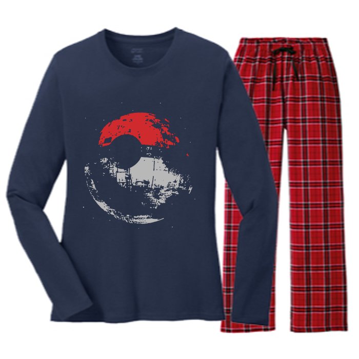 Death Star Pokeball Women's Long Sleeve Flannel Pajama Set 