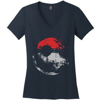 Death Star Pokeball Women's V-Neck T-Shirt