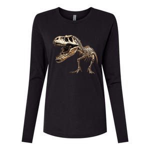 Dinosaur Skeleton Prehistoric Scary T Rex Dino Funny Gift Womens Cotton Relaxed Long Sleeve T-Shirt