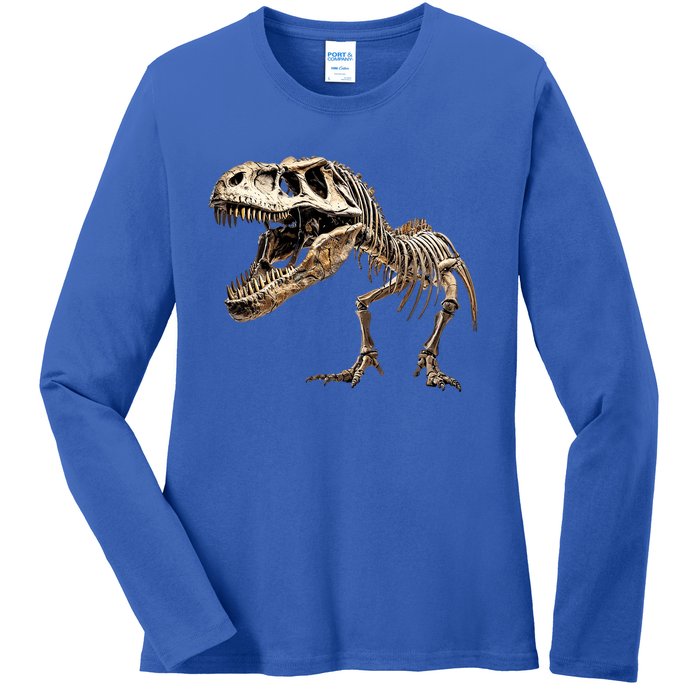 Dinosaur Skeleton Prehistoric Scary T Rex Dino Funny Gift Ladies Long Sleeve Shirt