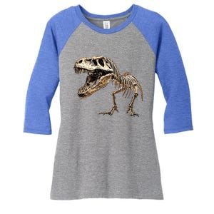 Dinosaur Skeleton Prehistoric Scary T Rex Dino Funny Gift Women's Tri-Blend 3/4-Sleeve Raglan Shirt