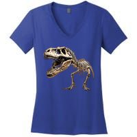 Dinosaur Skeleton Prehistoric Scary T Rex Dino Funny Gift Women's V-Neck T-Shirt