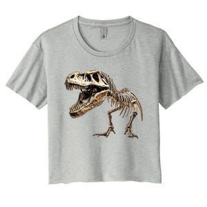 Dinosaur Skeleton Prehistoric Scary T Rex Dino Funny Gift Women's Crop Top Tee