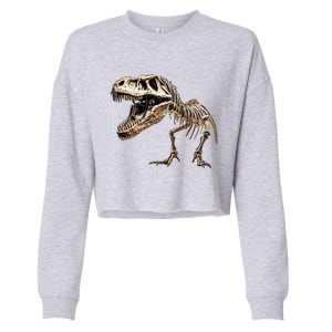 Dinosaur Skeleton Prehistoric Scary T Rex Dino Funny Gift Cropped Pullover Crew