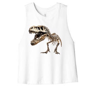 Dinosaur Skeleton Prehistoric Scary T Rex Dino Funny Gift Women's Racerback Cropped Tank