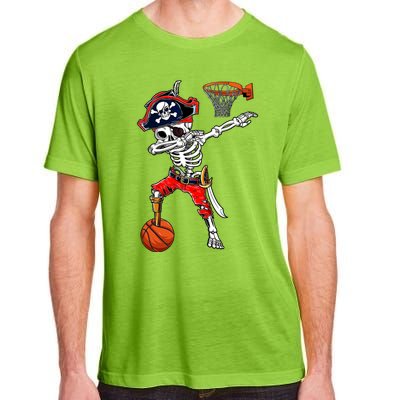 Dabbing Skeleton Pirate And Basketball Ball Halloween Costume Cute Gift Adult ChromaSoft Performance T-Shirt