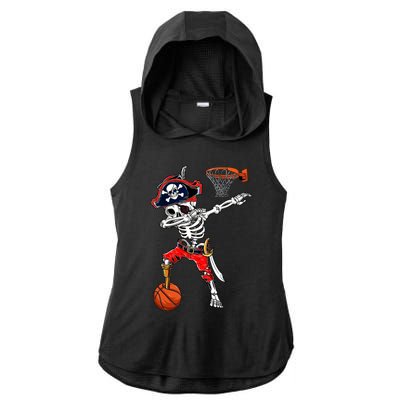 Dabbing Skeleton Pirate And Basketball Ball Halloween Costume Cute Gift Ladies PosiCharge Tri-Blend Wicking Draft Hoodie Tank