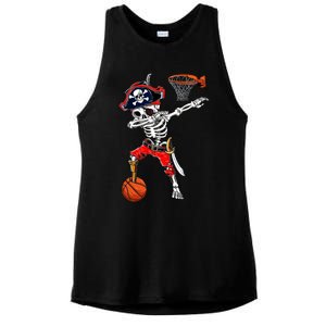 Dabbing Skeleton Pirate And Basketball Ball Halloween Costume Cute Gift Ladies PosiCharge Tri-Blend Wicking Tank