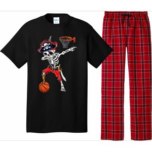 Dabbing Skeleton Pirate And Basketball Ball Halloween Costume Cute Gift Pajama Set