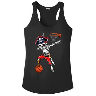 Dabbing Skeleton Pirate And Basketball Ball Halloween Costume Cute Gift Ladies PosiCharge Competitor Racerback Tank