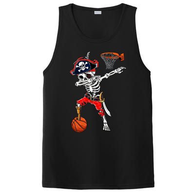 Dabbing Skeleton Pirate And Basketball Ball Halloween Costume Cute Gift PosiCharge Competitor Tank