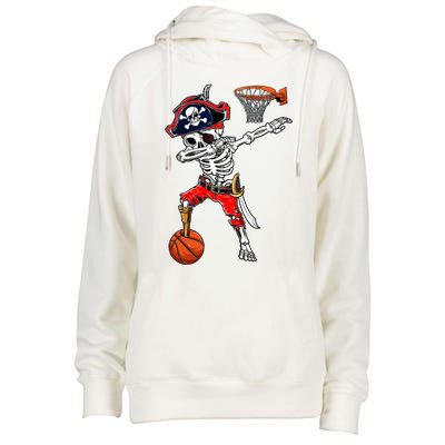 Dabbing Skeleton Pirate And Basketball Ball Halloween Costume Cute Gift Womens Funnel Neck Pullover Hood