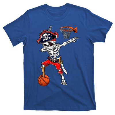 Dabbing Skeleton Pirate And Basketball Ball Halloween Costume Cute Gift T-Shirt