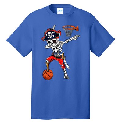 Dabbing Skeleton Pirate And Basketball Ball Halloween Costume Cute Gift Tall T-Shirt