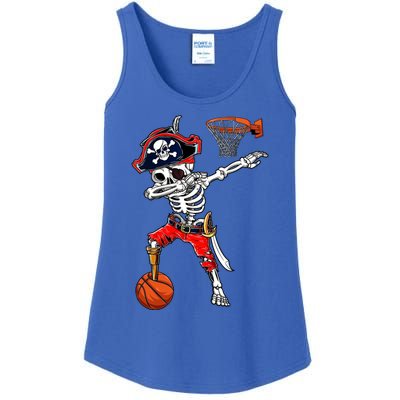 Dabbing Skeleton Pirate And Basketball Ball Halloween Costume Cute Gift Ladies Essential Tank