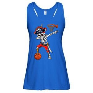 Dabbing Skeleton Pirate And Basketball Ball Halloween Costume Cute Gift Ladies Essential Flowy Tank