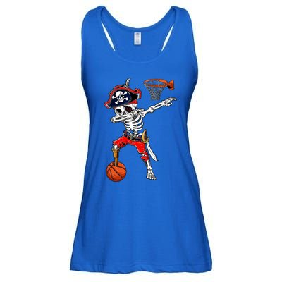 Dabbing Skeleton Pirate And Basketball Ball Halloween Costume Cute Gift Ladies Essential Flowy Tank