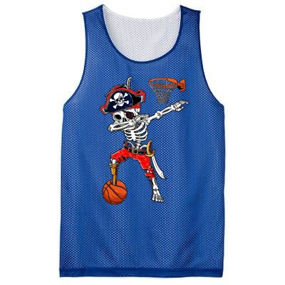 Dabbing Skeleton Pirate And Basketball Ball Halloween Costume Cute Gift Mesh Reversible Basketball Jersey Tank