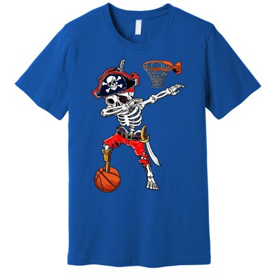 Dabbing Skeleton Pirate And Basketball Ball Halloween Costume Cute Gift Premium T-Shirt