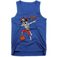 Dabbing Skeleton Pirate And Basketball Ball Halloween Costume Cute Gift Tank Top