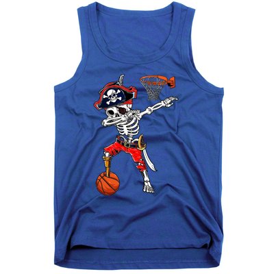 Dabbing Skeleton Pirate And Basketball Ball Halloween Costume Cute Gift Tank Top