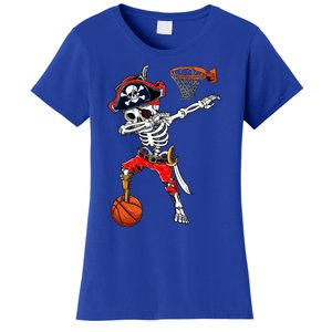 Dabbing Skeleton Pirate And Basketball Ball Halloween Costume Cute Gift Women's T-Shirt