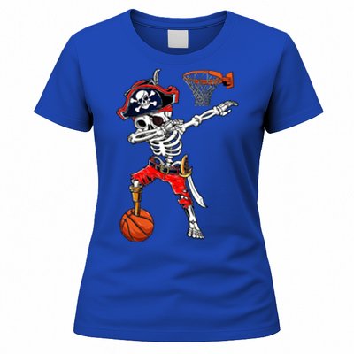 Dabbing Skeleton Pirate And Basketball Ball Halloween Costume Cute Gift Women's T-Shirt