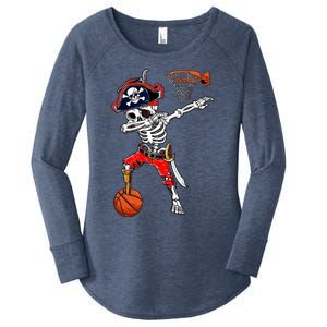 Dabbing Skeleton Pirate And Basketball Ball Halloween Costume Cute Gift Women's Perfect Tri Tunic Long Sleeve Shirt