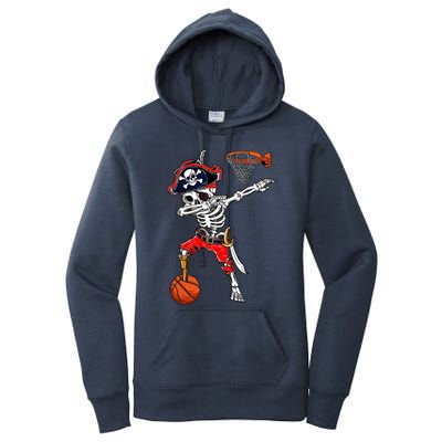 Dabbing Skeleton Pirate And Basketball Ball Halloween Costume Cute Gift Women's Pullover Hoodie