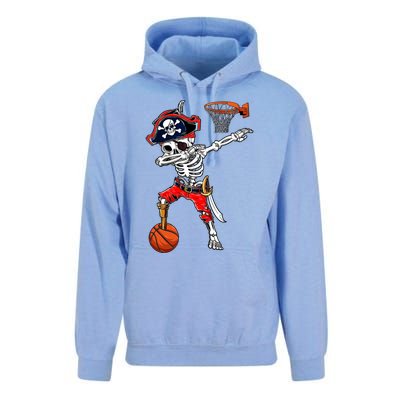 Dabbing Skeleton Pirate And Basketball Ball Halloween Costume Cute Gift Unisex Surf Hoodie