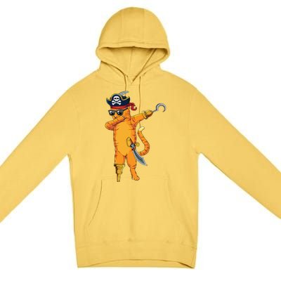 Dabbing Spooky Pirate Cat Halloween Costume Great Gift Premium Pullover Hoodie