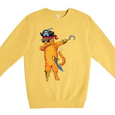 Dabbing Spooky Pirate Cat Halloween Costume Great Gift Premium Crewneck Sweatshirt