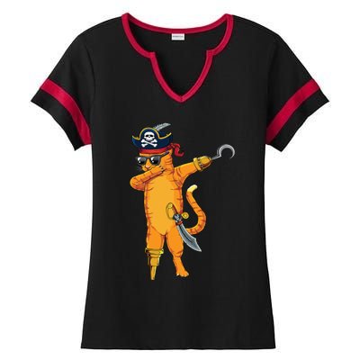 Dabbing Spooky Pirate Cat Halloween Costume Great Gift Ladies Halftime Notch Neck Tee