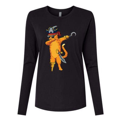 Dabbing Spooky Pirate Cat Halloween Costume Great Gift Womens Cotton Relaxed Long Sleeve T-Shirt