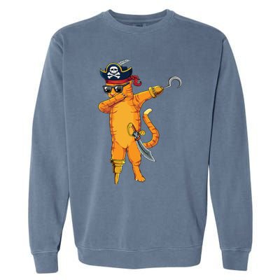 Dabbing Spooky Pirate Cat Halloween Costume Great Gift Garment-Dyed Sweatshirt