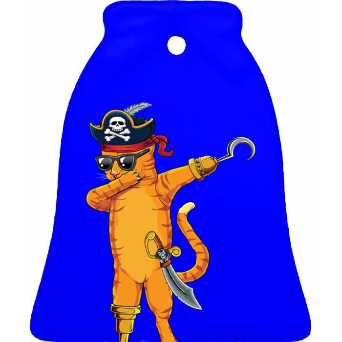 Dabbing Spooky Pirate Cat Halloween Costume Great Gift Ceramic Bell Ornament