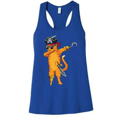 Dabbing Spooky Pirate Cat Halloween Costume Great Gift Women's Racerback Tank