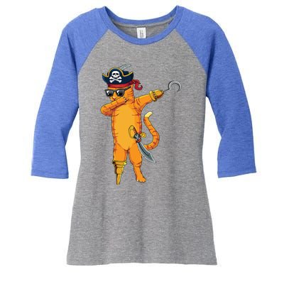 Dabbing Spooky Pirate Cat Halloween Costume Great Gift Women's Tri-Blend 3/4-Sleeve Raglan Shirt