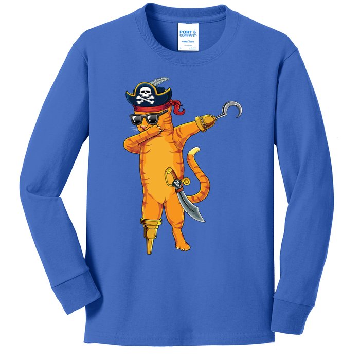 Dabbing Spooky Pirate Cat Halloween Costume Great Gift Kids Long Sleeve Shirt