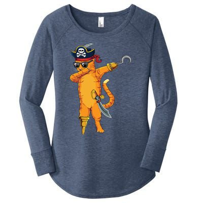 Dabbing Spooky Pirate Cat Halloween Costume Great Gift Women's Perfect Tri Tunic Long Sleeve Shirt