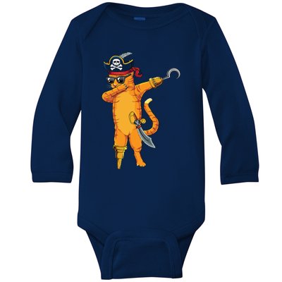 Dabbing Spooky Pirate Cat Halloween Costume Great Gift Baby Long Sleeve Bodysuit