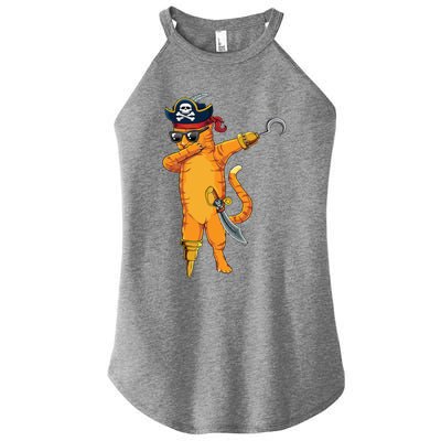 Dabbing Spooky Pirate Cat Halloween Costume Great Gift Women's Perfect Tri Rocker Tank